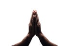 isolated transparent PNG. praying person. isolated hands. faith concept.