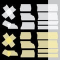 Vector adhesive tapes set on black dark background. Royalty Free Stock Photo