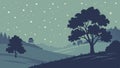 Isolated Tree Night Sky Starry Moonlight Scene, vector design Generative AI Royalty Free Stock Photo