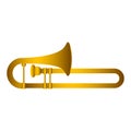 Isolated trombone. Musical instrument