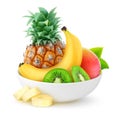 Isolated tropical fruits in a bowl Royalty Free Stock Photo