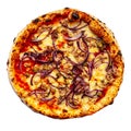 Isolated tuna and onion neapolitan pizza on white