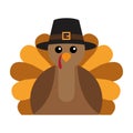 Isolated turkey bird with pilgrim hat icon Vector