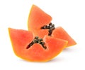 Isolated two papaya wedges Royalty Free Stock Photo