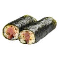 Isolated uncut tuna maki sushi rolls Royalty Free Stock Photo