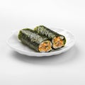 Isolated uncut unagi maki sushi rolls