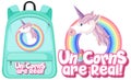 Isolated unicorn backpack on white background