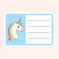 Isolated Unicorn Cartoon Frame Or Notebook Label On Peach