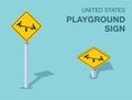 Isolated United States playground sign. Front and top view. Royalty Free Stock Photo