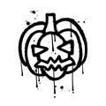 Isolated urban Graffiti with smiling face like a graffiti design of an Halloween pumpkin. Vector hand drawn textured