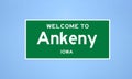 Ankeny, Iowa city limit sign. Town sign from the USA. Royalty Free Stock Photo