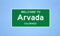Arvada, Colorado city limit sign. Town sign from the USA.