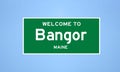 Bangor, Maine city limit sign. Town sign from the USA.