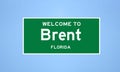 Brent, Florida city limit sign. Town sign from the USA.