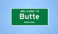 Butte, Montana city limit sign. Town sign from the USA.