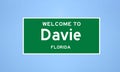 Davie, Florida city limit sign. Town sign from the USA.