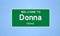 Donna, Texas city limit sign. Town sign from the USA.