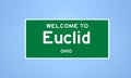 Euclid, Ohio city limit sign. Town sign from the USA.