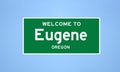 Eugene, Oregon city limit sign. Town sign from the USA.
