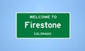 Firestone, Colorado city limit sign. Town sign from the USA.