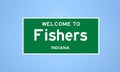 Fishers, Indiana city limit sign. Town sign from the USA.