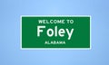 Foley, Alabama city limit sign. Town sign from the USA.