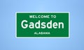 Gadsden, Alabama city limit sign. Town sign from the USA.