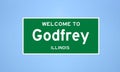 Godfrey, Illinois city limit sign. Town sign from the USA.