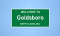 Goldsboro, North Carolina city limit sign. Town sign from the USA.