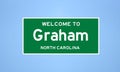 Graham, North Carolina city limit sign. Town sign from the USA.