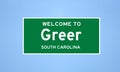 Greer, South Carolina city limit sign. Town sign from the USA.