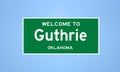 Guthrie, Oklahoma city limit sign. Town sign from the USA.