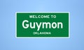 Guymon, Oklahoma city limit sign. Town sign from the USA. Royalty Free Stock Photo