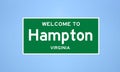 Hampton, Virginia city limit sign. Town sign from the USA.