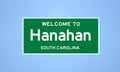 Hanahan, South Carolina city limit sign. Town sign from the USA.