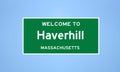 Haverhill, Massachusetts city limit sign. Town sign from the USA.