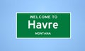 Havre, Montana city limit sign. Town sign from the USA.