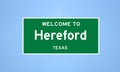 Hereford, Texas city limit sign. Town sign from the USA.