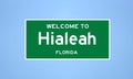 Hialeah, Florida city limit sign. Town sign from the USA.