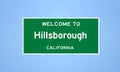 Hillsborough, California city limit sign. Town sign from the USA