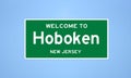 Hoboken, New Jersey city limit sign. Town sign from the USA.