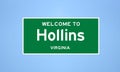 Hollins, Virginia city limit sign. Town sign from the USA.