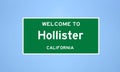 Hollister, California city limit sign. Town sign from the USA.