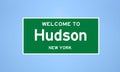 Hudson, New York city limit sign. Town sign from the USA.