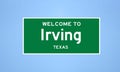 Irving, Texas city limit sign. Town sign from the USA.