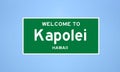 Kapolei, Hawaii city limit sign. Town sign from the USA. Royalty Free Stock Photo
