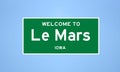 Le Mars, Iowa city limit sign. Town sign from the USA.