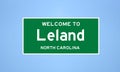 Leland, North Carolina city limit sign. Town sign from the USA.