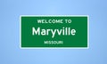 Maryville, Missouri city limit sign. Town sign from the USA.