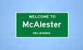 McAlester, Oklahoma city limit sign. Town sign from the USA.